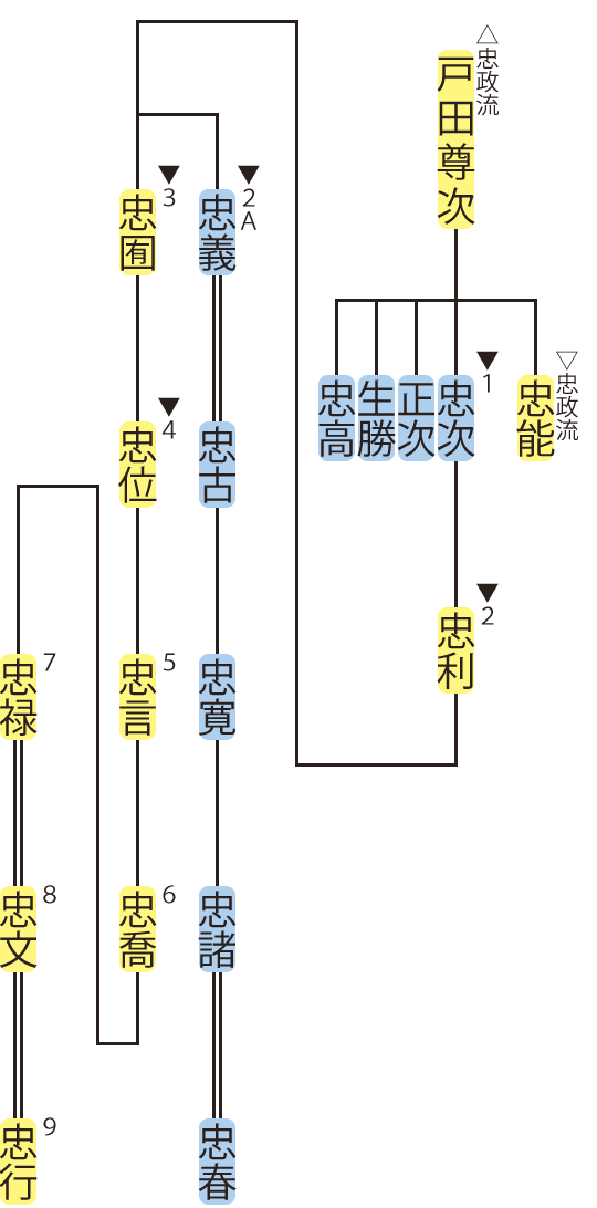戸田氏・忠次流の略系図